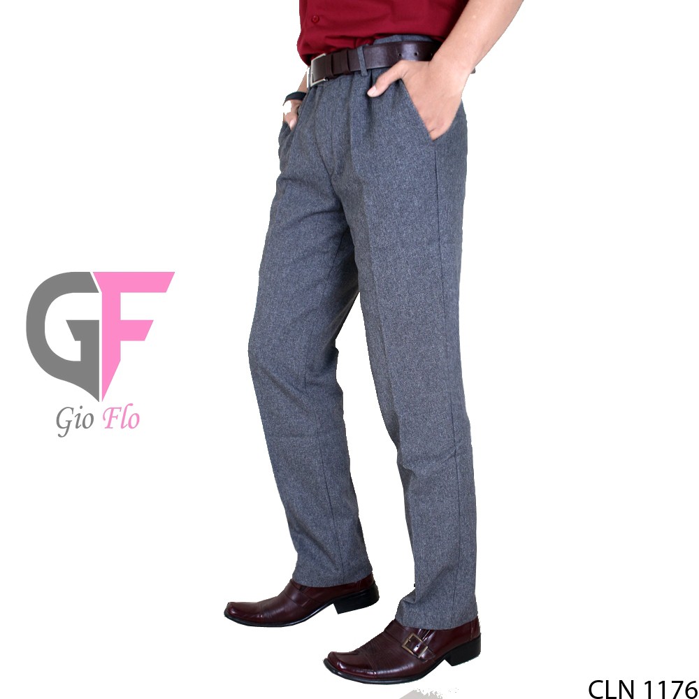 GIOFLO Celana Kerja Slim Fit Polos Formal Terbaru Pria Grey / CLN 1176