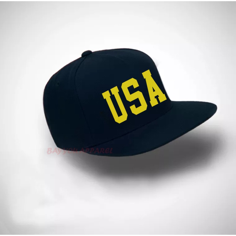 Topi Snapback USA Distro Keren - topi Snapback USA Logo warna Kuning/ Bayar Ditempat