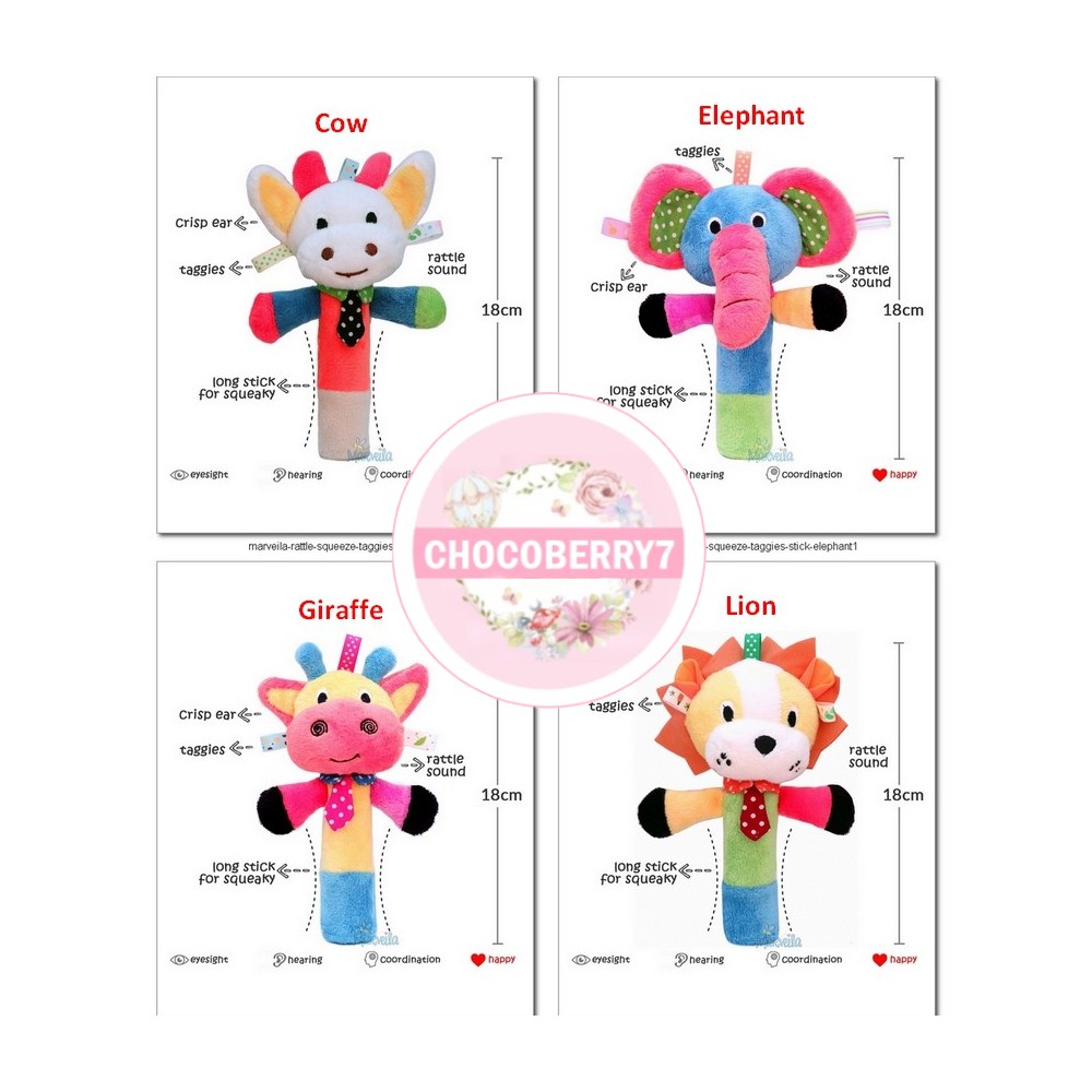 Marveila Rattle Squeeze Stick Taggies Mainan Tangan Bayi Baby Rattles