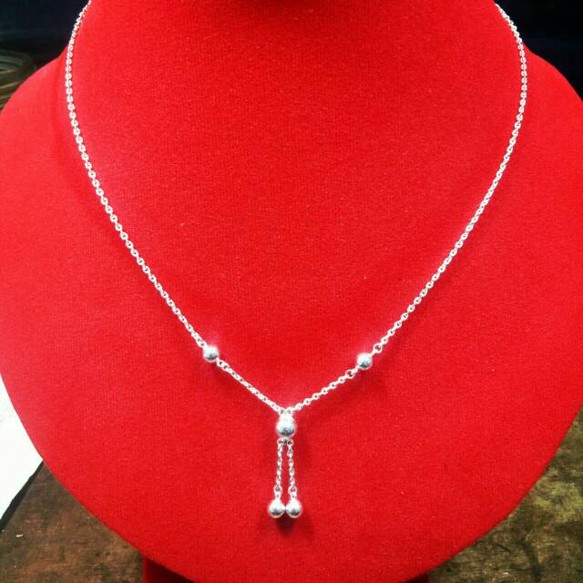 kalung Perak segi mainan bola 99.95%