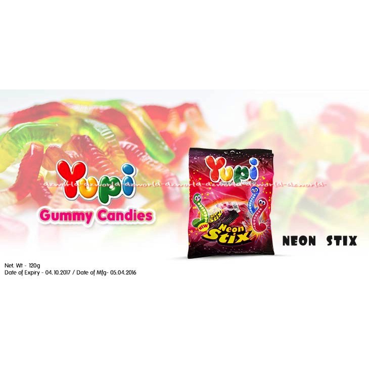 Yupi Neon Stix 120gr Kembang Gula Lunak Jelly Permen Aneka Rasa Yuppi Neon Stick Candy Jely Jeli