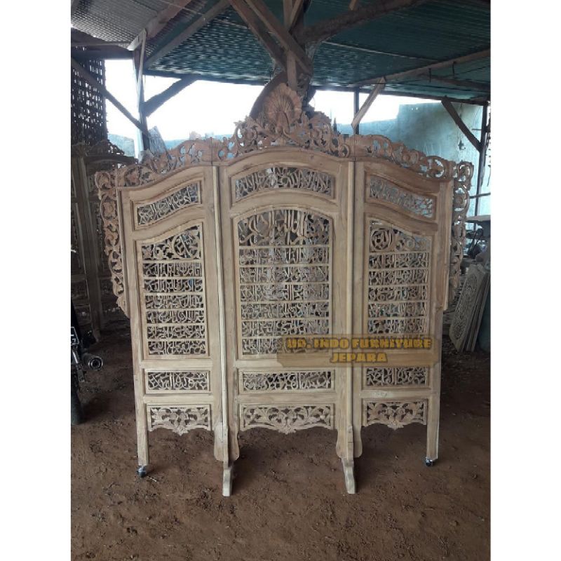 set sketsel partisi pembatas ruangan ukir kayu jati jepara