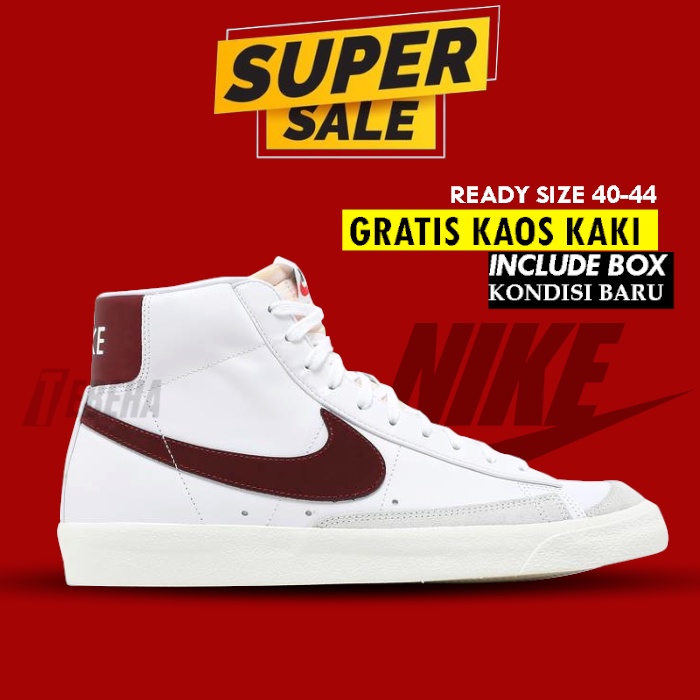 SEPATU SNEAKERS PRIA WANITA SEPATU NIKE BLAZER MID 77 VINTAGE WHITE BLACK PREMIUM BNIB HIGH QUALITY 