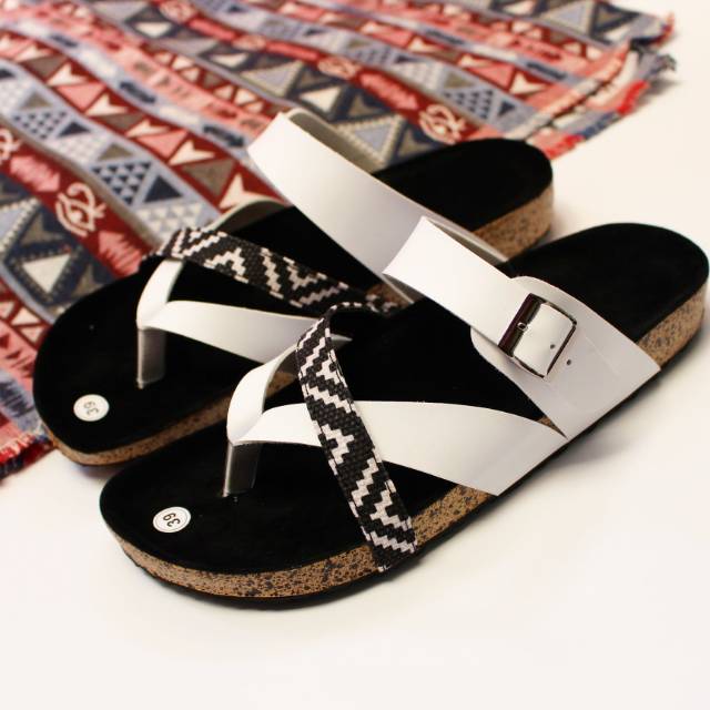 SB ~ ATHENA SANDAL BIRKEN WANITA JAPIT COMBI MOTIF