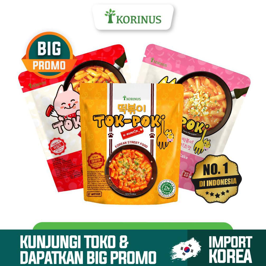 

{BISA COD} Paket Lengkap Korinus K - Bunsik Tokpoki Spicy, Spicy Cheese, dan Mild Instant Tteokbokki