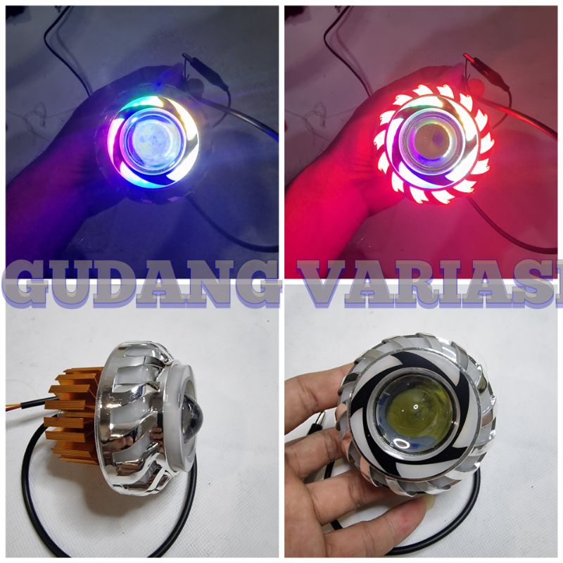 Lampu led depan projie mini rainbow 2.5 inch Semua motor