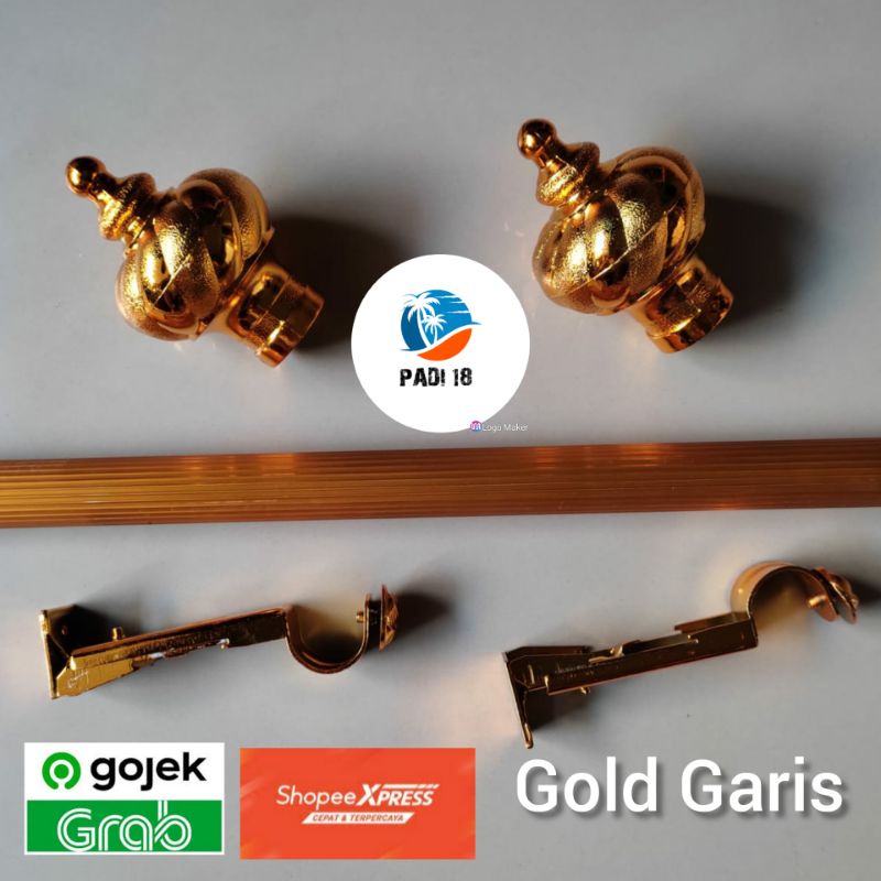 Tiang gorden endcup minimalis rel rollet gordeng hordeng - Gold