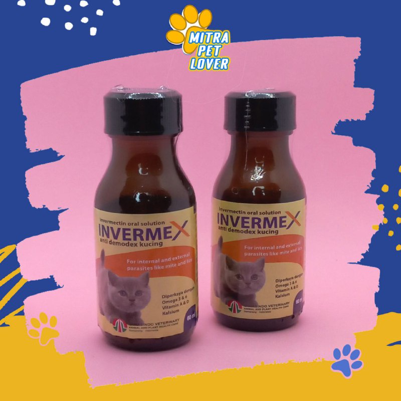 OBAT GATAL KUCING - INVERMEX SIRUP 60 ML ORIGINAL - CAIRAN  ORAL ANTI DEMODEX SCABIES JAMUR KUTU CAT KITTEN AMAN AMPUH PET ANIMAL HEALTHCARE AND VETERINARY TAMASINDO OBAT PERAWATAN KESEHATAN DAN VITAMIN TERNAK HEWAN BINATANG PELIHARAAN MITRAPETLOVER