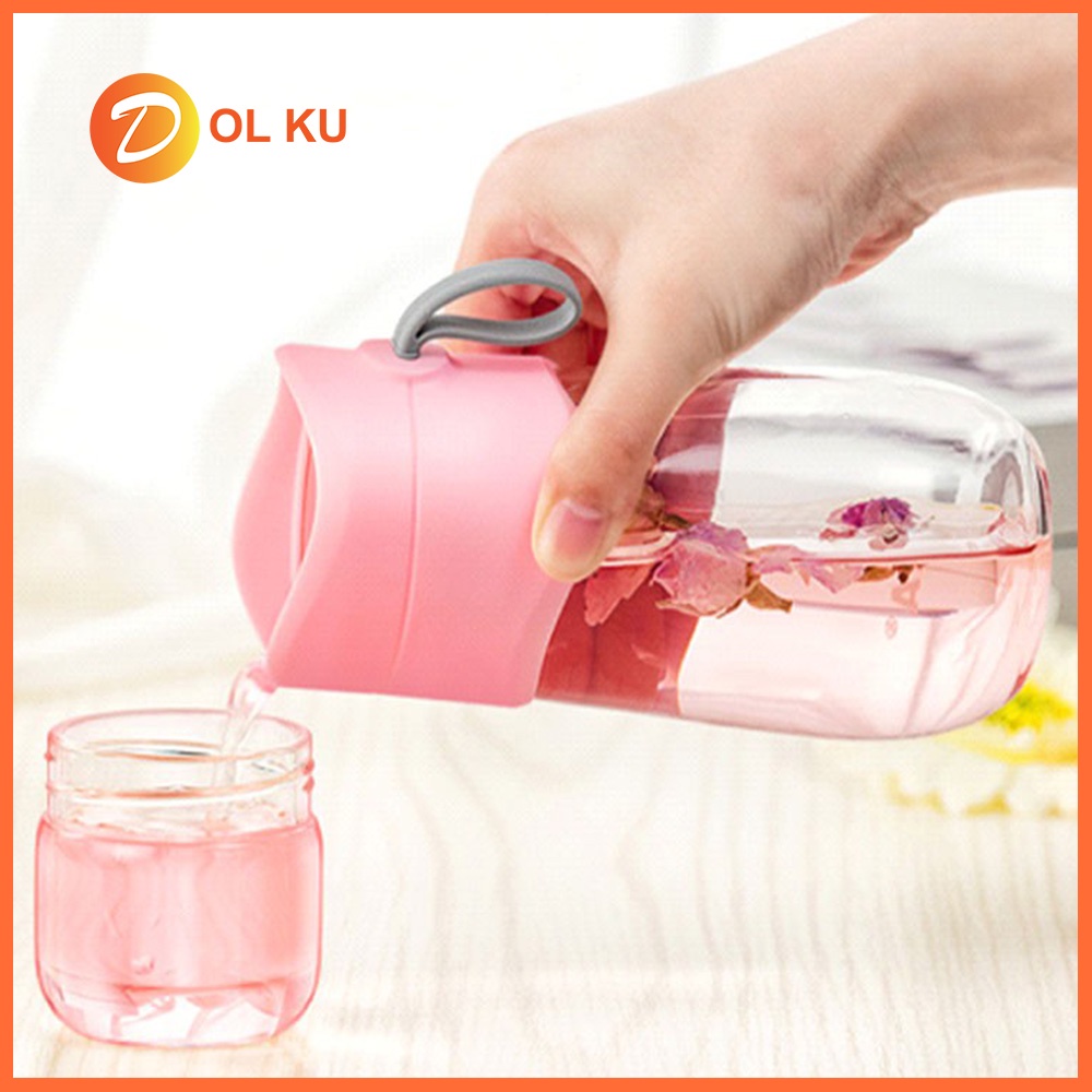 botol minum kaca dengan Infuser / Penyeduh Teh 330ml