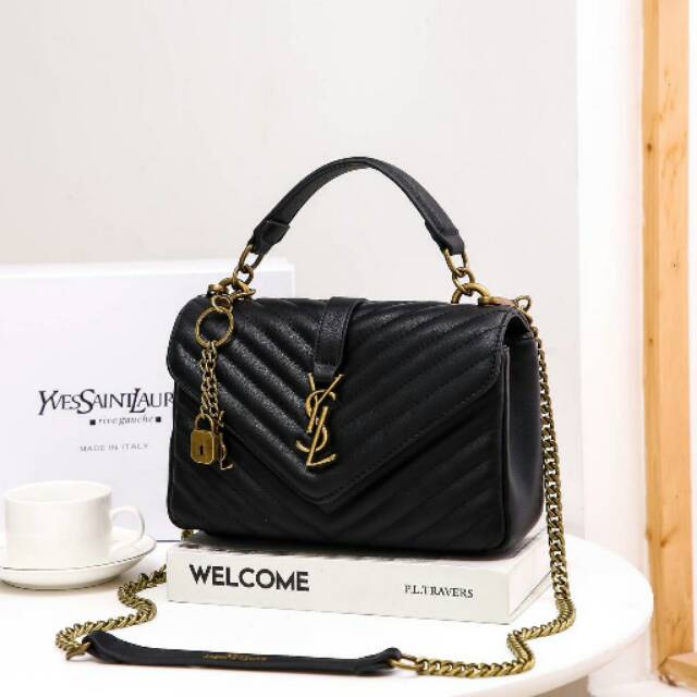 BEST SELLER TAS WANITA TAS Ysl classic collage monogram Black  9055 TAS BATAM TAS IMPORT TAS GROSIR