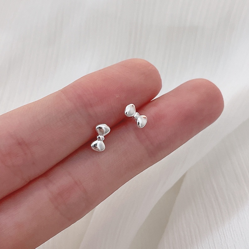 Roselife 1 Pasang Anting Tusuk Sterling Silver 925 Desain Pita Simple Lucu Untuk Wanita