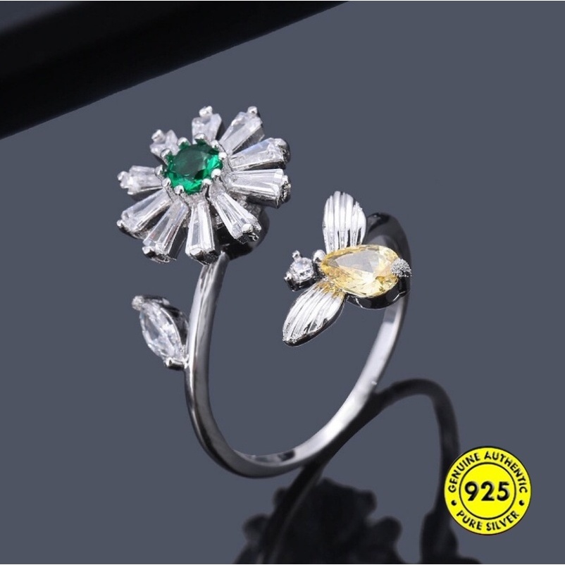 Cincin Model Terbuka Adjustable Bahan S925 Silver Untuk Wanita