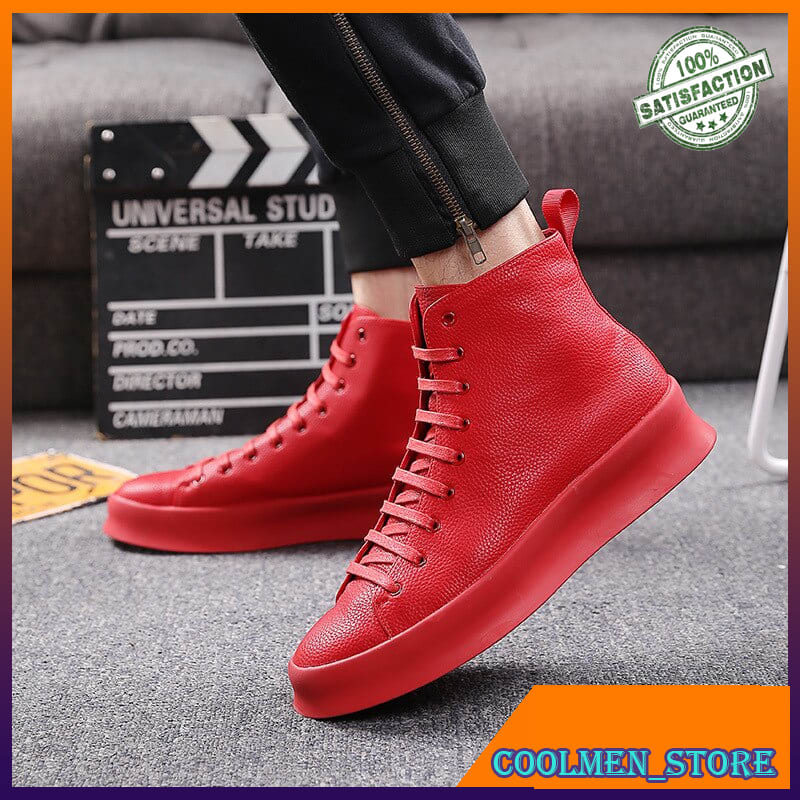 red ankle sneakers