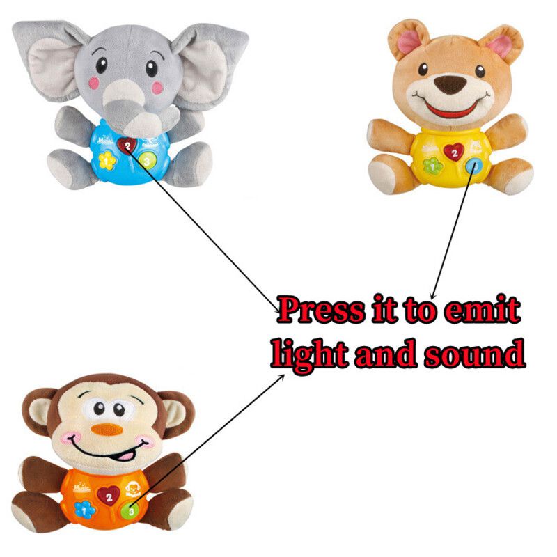 Mainan Gajah Plush Dengan Musik Lullaby Dan Lampu Glowing Lembut Untuk Menghibur Suasana Hati Bayi
