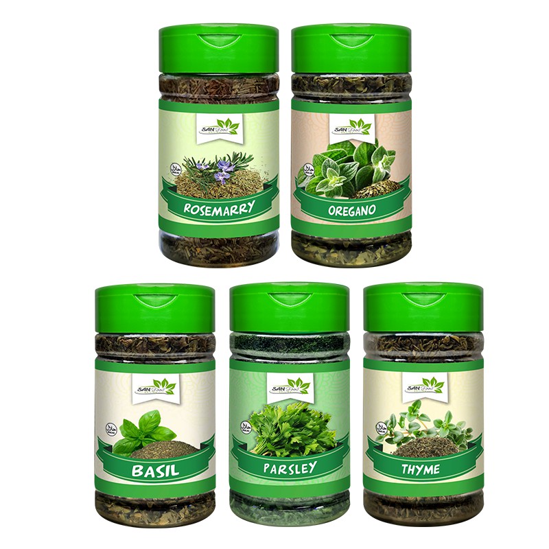 

Sanfood Herba Herbs Herb All Varian Basil, Parsley, Oregano, Thyme, Rosemary Botol