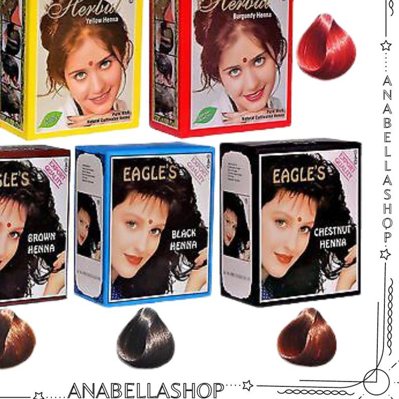 ✱ BOX HENNA EAGLES HERBUL SEMIR | Pewarna Rambut Halal Aman | Anabellashop ✈