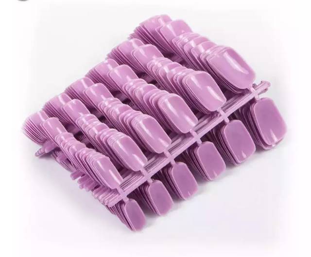 Kuku Palsu Fake Nails 12pcs Short Round Warna Light Purple