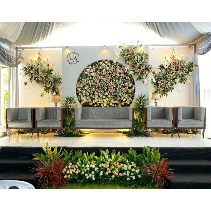 Backdrop wedding pelaminan bulat murah terbaru