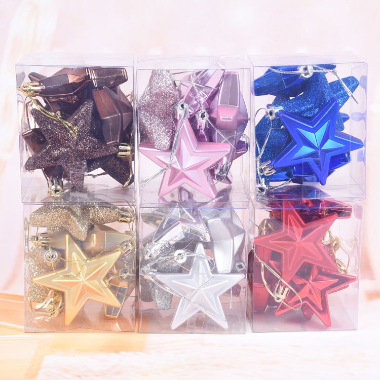 [ 7Cm Three-Dimensional Plastic Five-Pointed Star Set Decoration For Christmas children birthday wedding party ]