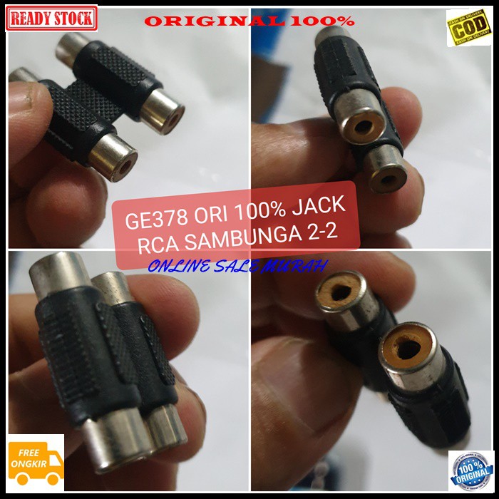 G378 ori 100% jack rca 2in1 audio spliter konektor splitter aux conektor acc handphone hp jek jack laptop komputer smule multi original cewe cowo adapter sambungan sound extension penyambung suara headset headphone converter male canon dvd ampli stereo ma