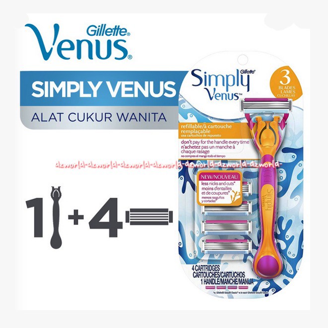 Gillette Simply Venus Refillable Shaving Woman Shaver 4refill