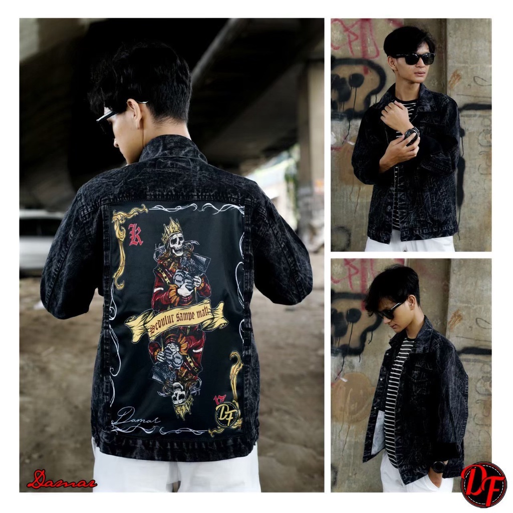 JAKET JEANS GAMBAR PRINTING-JAKET DENIM PRINTING-JAKET COWOK KEKINIAN