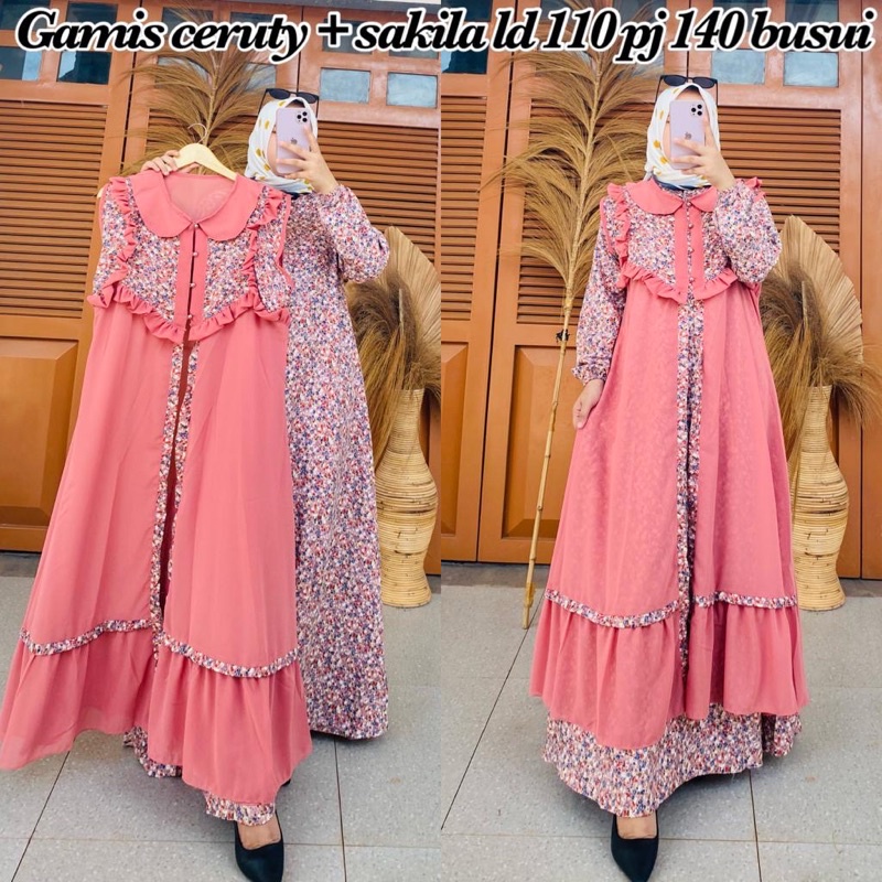 gamis rompi bunga/ gamis rompi terpisah /gamis terbaru/gamis termurah/gamis kekinian / gamis ceruty/