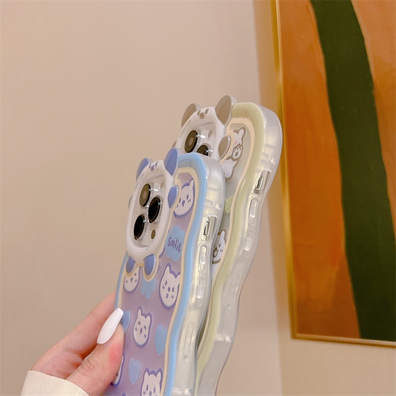 Soft Case Pelindung Lensa Anti Jatuh Motif Beruang Untuk iPhone 13 12 11 Pro Max X Xr Xs Max