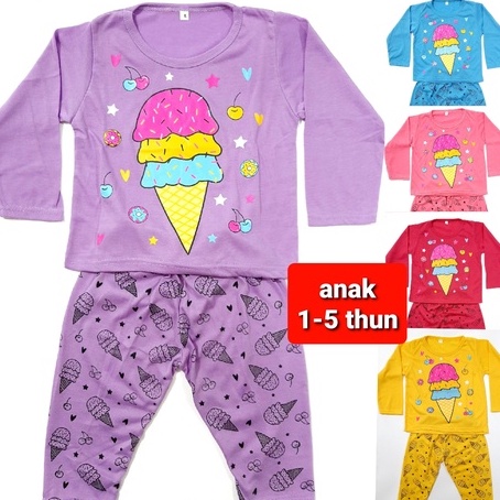 ( Grosir ) 1-5 thun ( MIX uk =S,M,L,XL ) setelan PP kaos anak perempuan ( 50 pcs =1 klik) baju random gambar campur pakaian