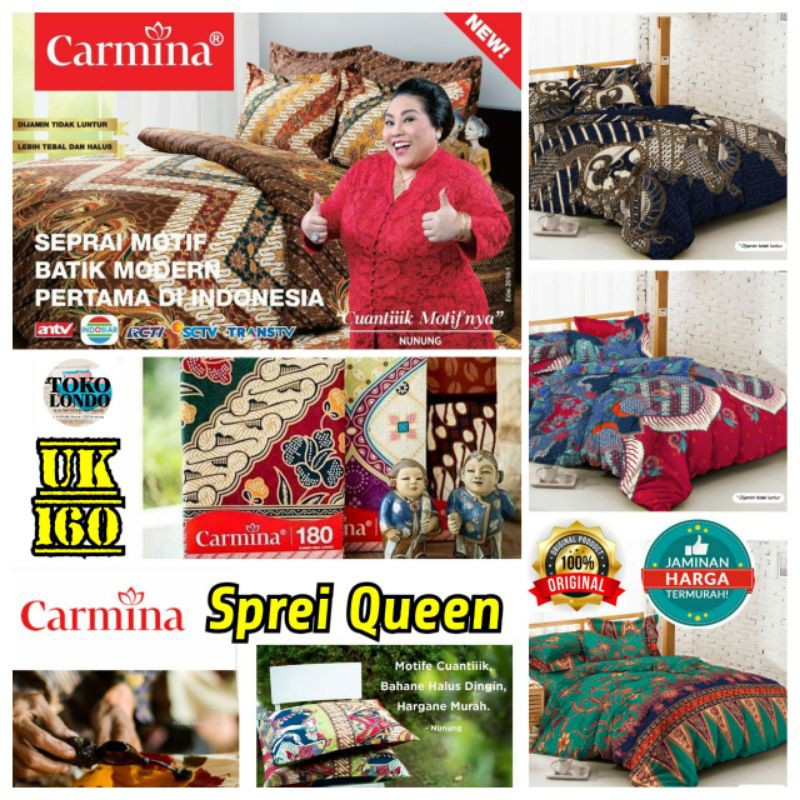 Sprei Batik CARMINA QUEEN uk 160x200 cm Sprei Batik Tulis Sprei motif Wayang Asmaradana Cemani Citraloka Dewandaru Lembayung Midodari Kamandaka Kaputren Kusumasari Jaladara Maharani Kasatriyan Seroja Pareanom Sekar Kawung Songgoriti Pancawarna  MURAH