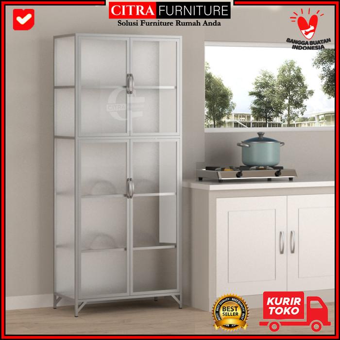 Rak Rak Piring 2 Pintu Kaca Es