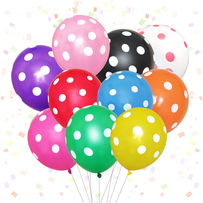 Balon Latex Polkadot 12 Inch / Balon Motif Bintik Bintik / Balon Polkadot Warna Warni / Balon Polkadot Mix