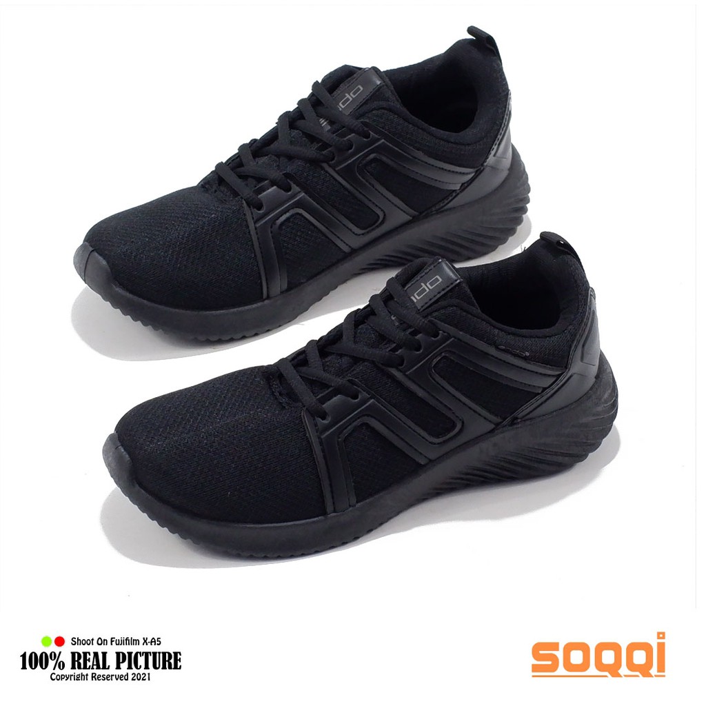 Sepatu pria tali warna hitam putih original sneakers bertali cowok laki-laki dewasa brand Ando Lennon model running olahraga jogging promo keren cod murah 38-43