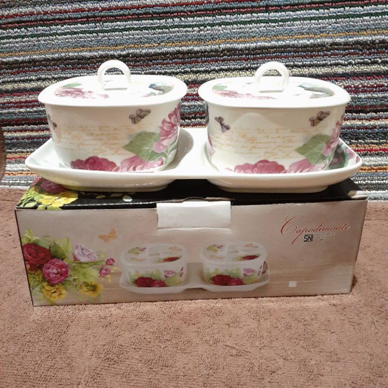 TEMPAT SAMBEL KERAMIK CAPODIMONTE SET2
