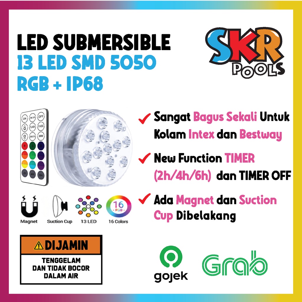 Lampu LED Auquarium Submersible Pool Light Waterproof Lampu LED Kolam Renang