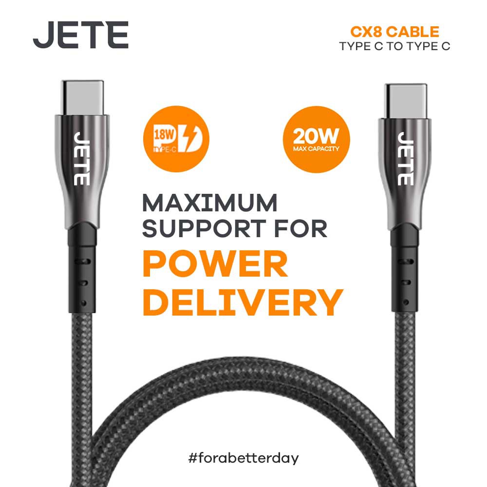 Kabel USB  Type C to Type C with Power Delivery JETE CX8 - Garansi 2 Th