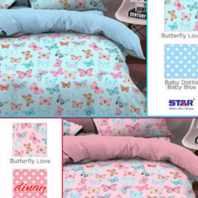  Sprei  katun star  motif  kupu kupu yg cantik ada semua 