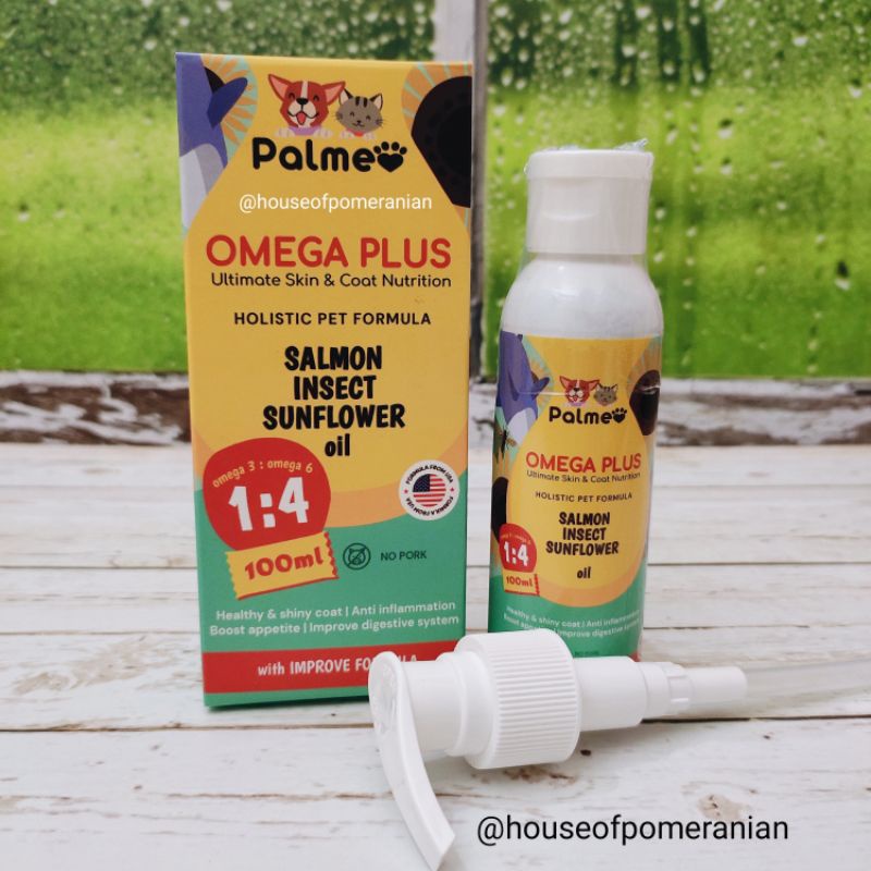 PALMEO omega plus vitamin anjing kucing bulu kulit indah minyak ikan