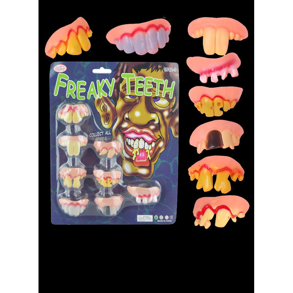 FRTH freaky teeh set 8 pcs gigi palsu ompong rusak funny prank toys