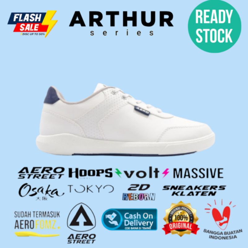 Aerostreet Arthur Putih - Sepatu Sneakers Casual Sport Sekolah Pria Wanita