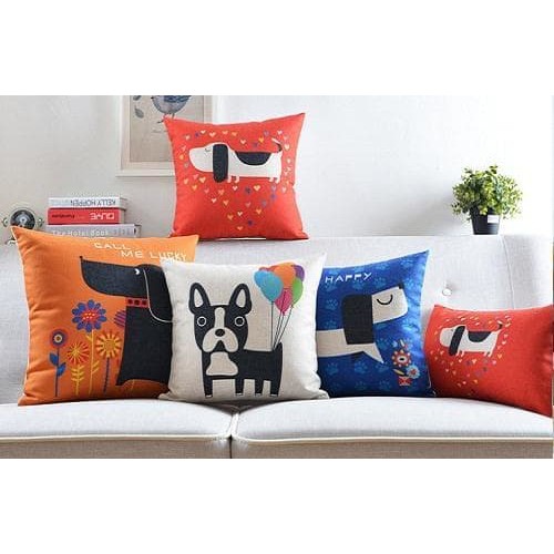 Toala Sarung Bantal Dekorasi Sofa Cushion Motif Anjing Lucu