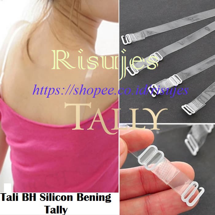 Tali BH Bra Tally Strap Kain &amp; Silicon Transparan Bening Asli Tally