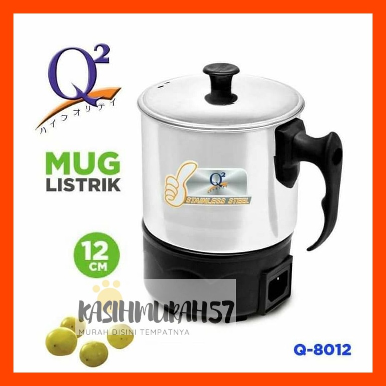 MUG ELEKTRIK PEMANAS LISTRIK  12 CM STAINLESS STEEL / MUG LISTRIK Q2-8012 / Q2 8012