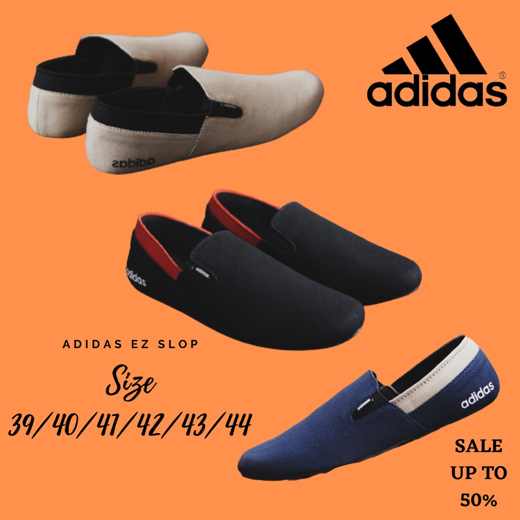 Sepatu Kasual Pria Adidas EZ Slop Kanvas Santai Murah Slipon Cowok Keren