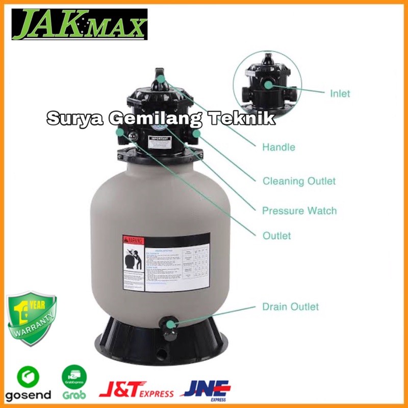 TABUNG FILTER KOLAM RENANG JAKMAX SAND FILTER KOLAM RENANG 24 INCHI
