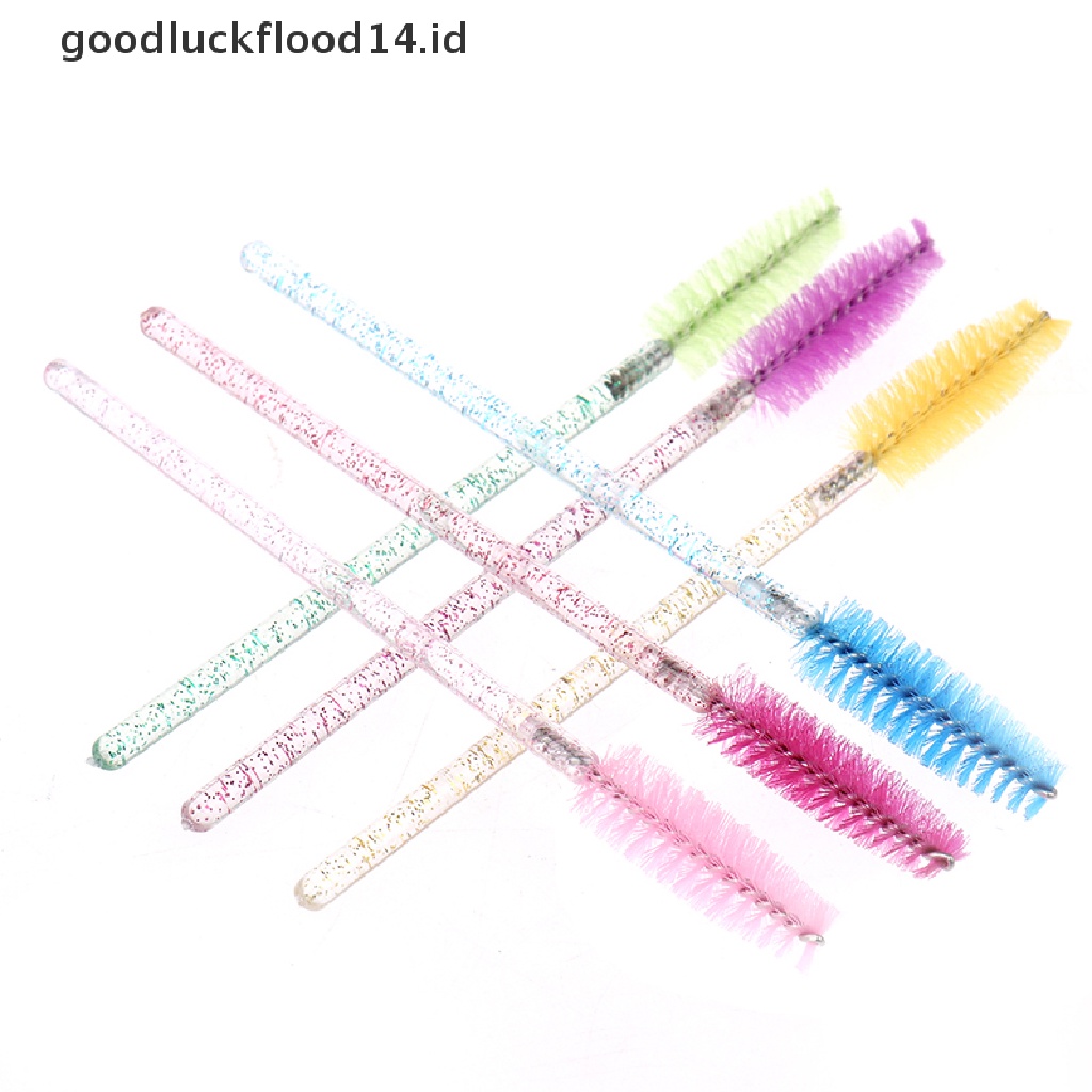 [OOID] 50pcs disposable eyelash brush with crystal rod eyebrow comb makeup brush ID