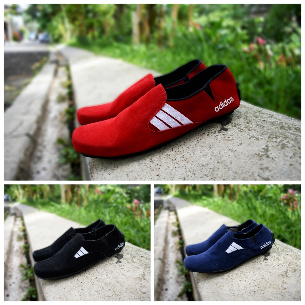 Promoo !!!! Sepatu slip on pria adidas casual slop formal kerja kantor kulit asli santai kuliah 4.5