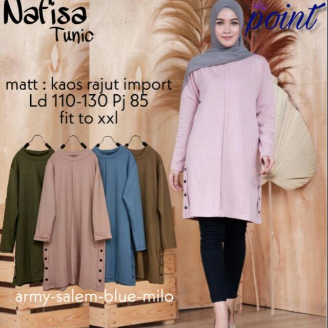 Nafisa tunik matt kaos rajut import fit to xxl - ori by POINT