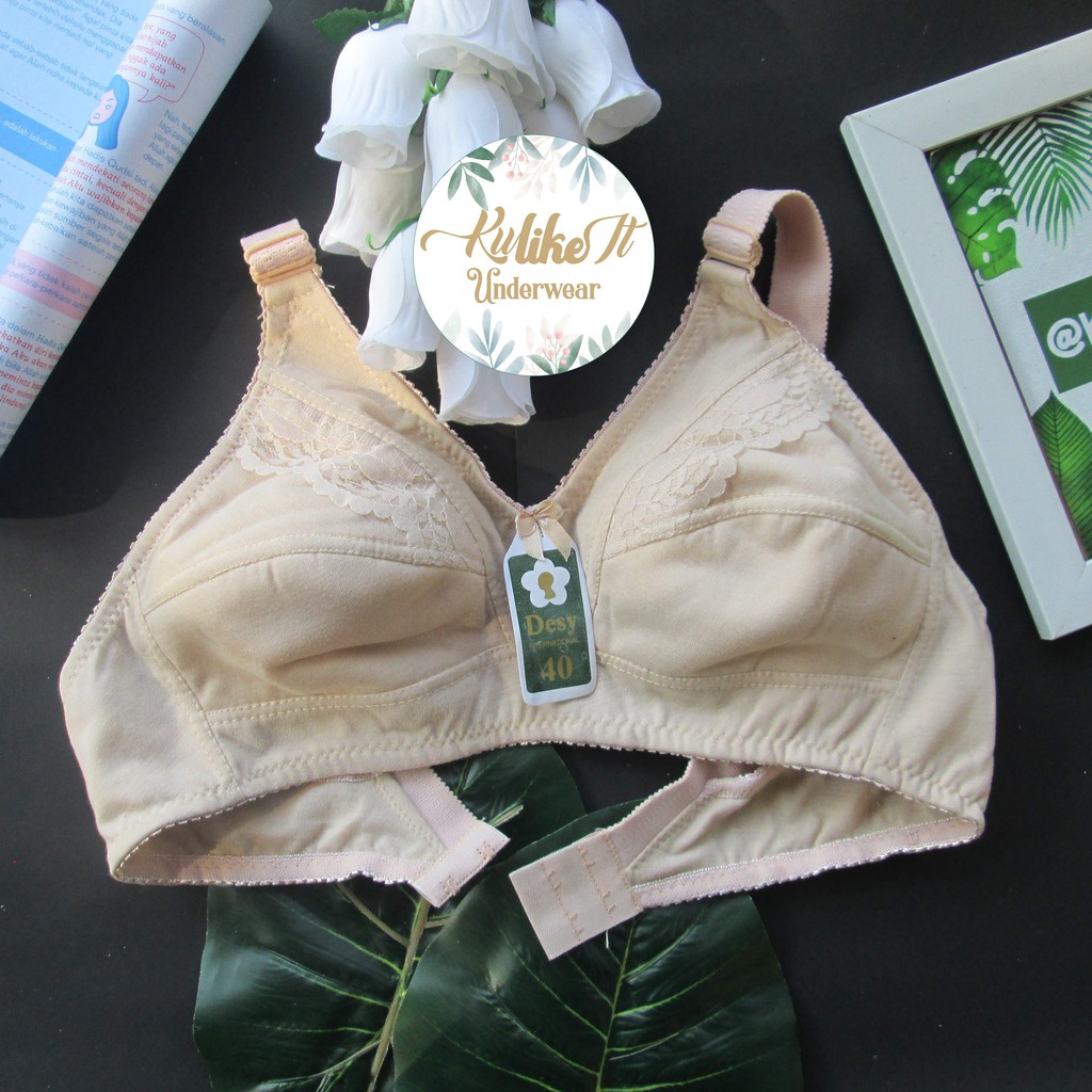 BRA BH Wanita Tanpa Kawat & Busa Model Bra Plum 36 38 40 merk Desy Coklat