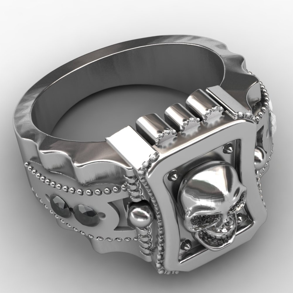 Cincin Titanium Steel Motif Tengkorak Gaya Punk Rock Ukuran US 7-14 untuk Pria